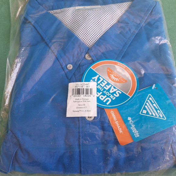 Columbia Big Men's PFG Bahama II UPF 30 Long Sleeve Fishing Shirt 6X - Picture 4 of 5